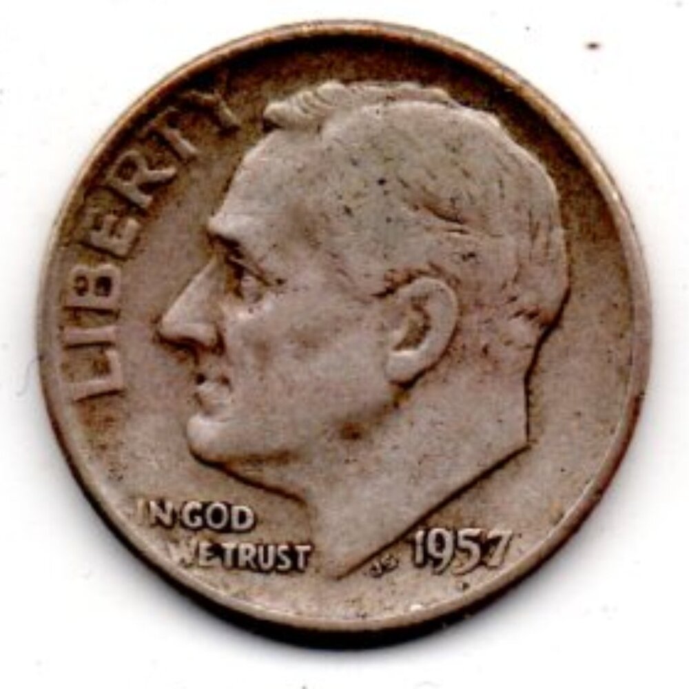 Granny Estate Find - 1957 D Roosevelt Dime 90 % Silver